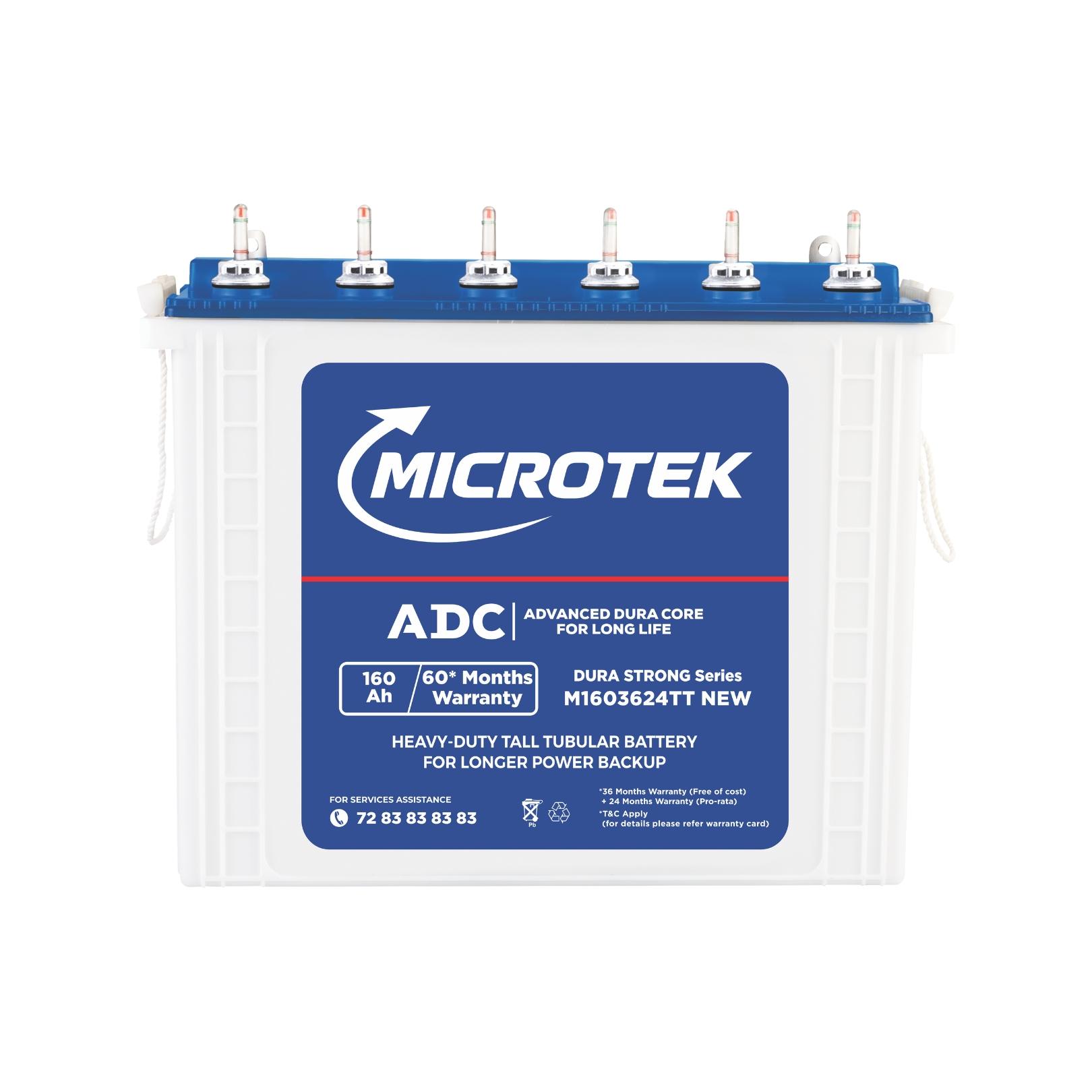 Microtek Dura Strong M1603624TT | 150Ah Tall Tubular Inverter Battery with ADC Technology