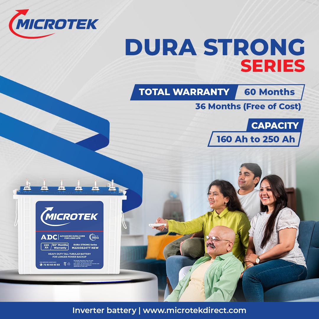 Microtek Dura Strong M2203624TT | 220Ah Tall Tubular Inverter Battery